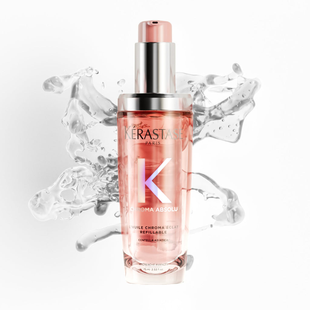 Kérastase Chroma Absolu L'Huile Chroma Éclat 75 ml, flacon et texture