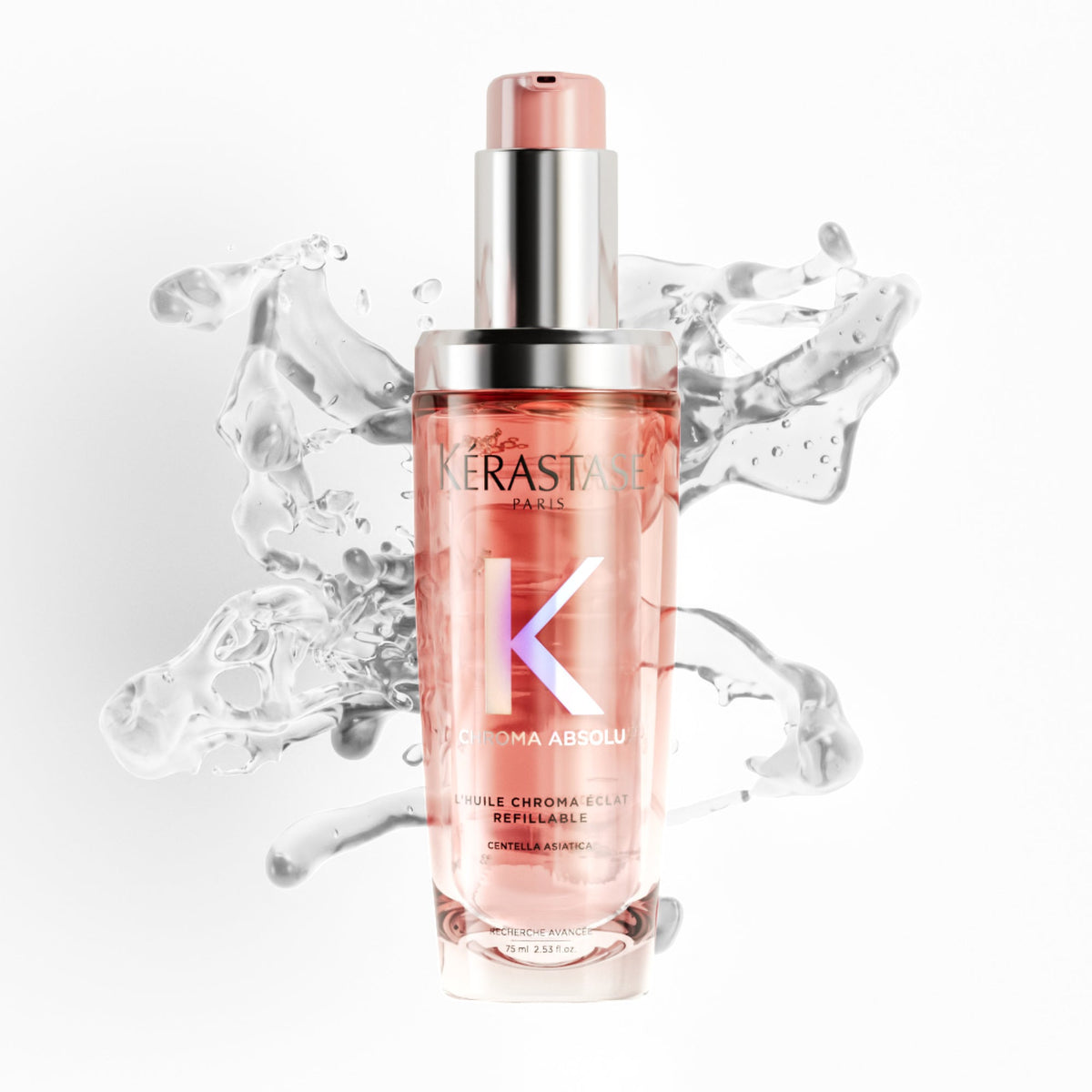 Kérastase Chroma Absolu L'Huile Chroma Éclat 75 ml, flacon et texture