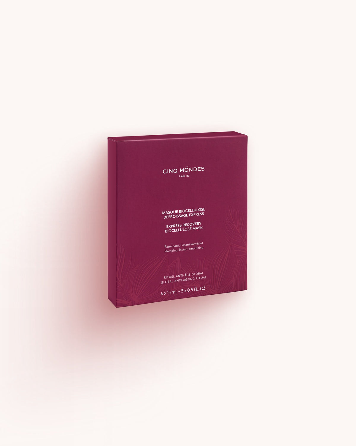Cinq Mondes Masque Biocellulose Défroissage Express, boîte de 5 masques de 15 ml