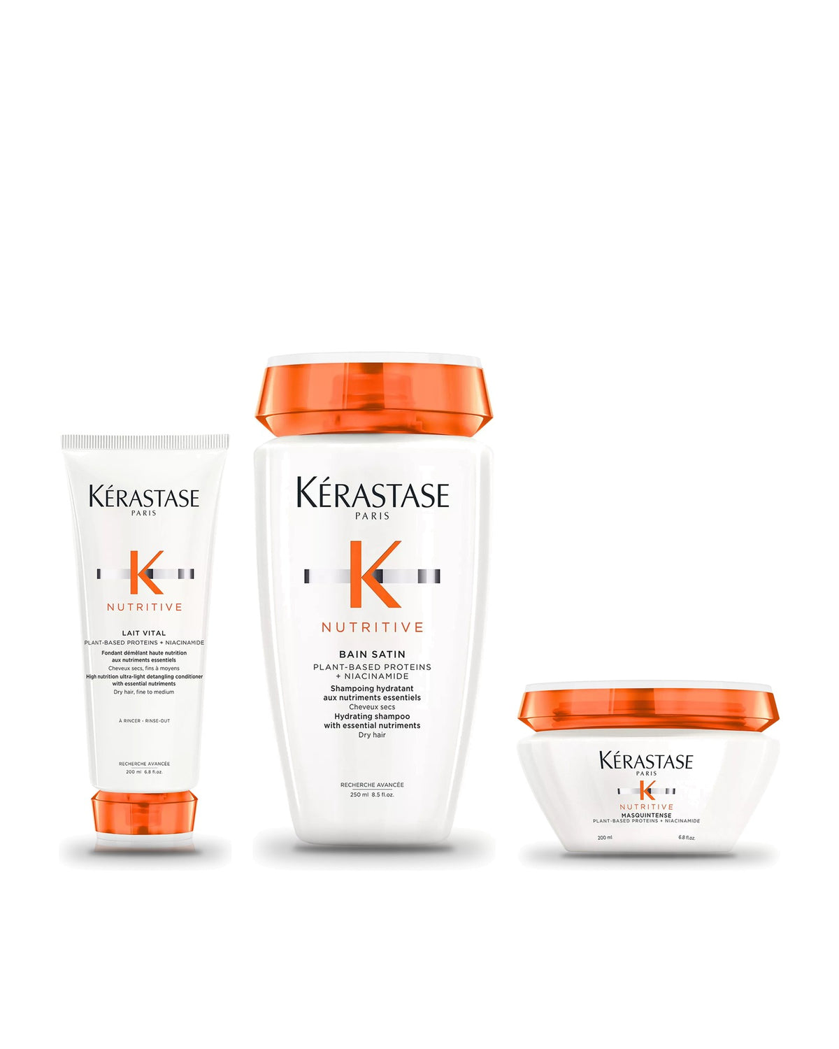 Kérastase Nutritive pour cheveux secs fins à moyens : Lait Vital, Bain Satin et Masquintense